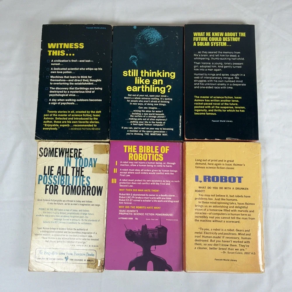 Isaac Asimov Lot of 6 Sci-Fi I, Robot Pebble in the Sky Currents Of Space